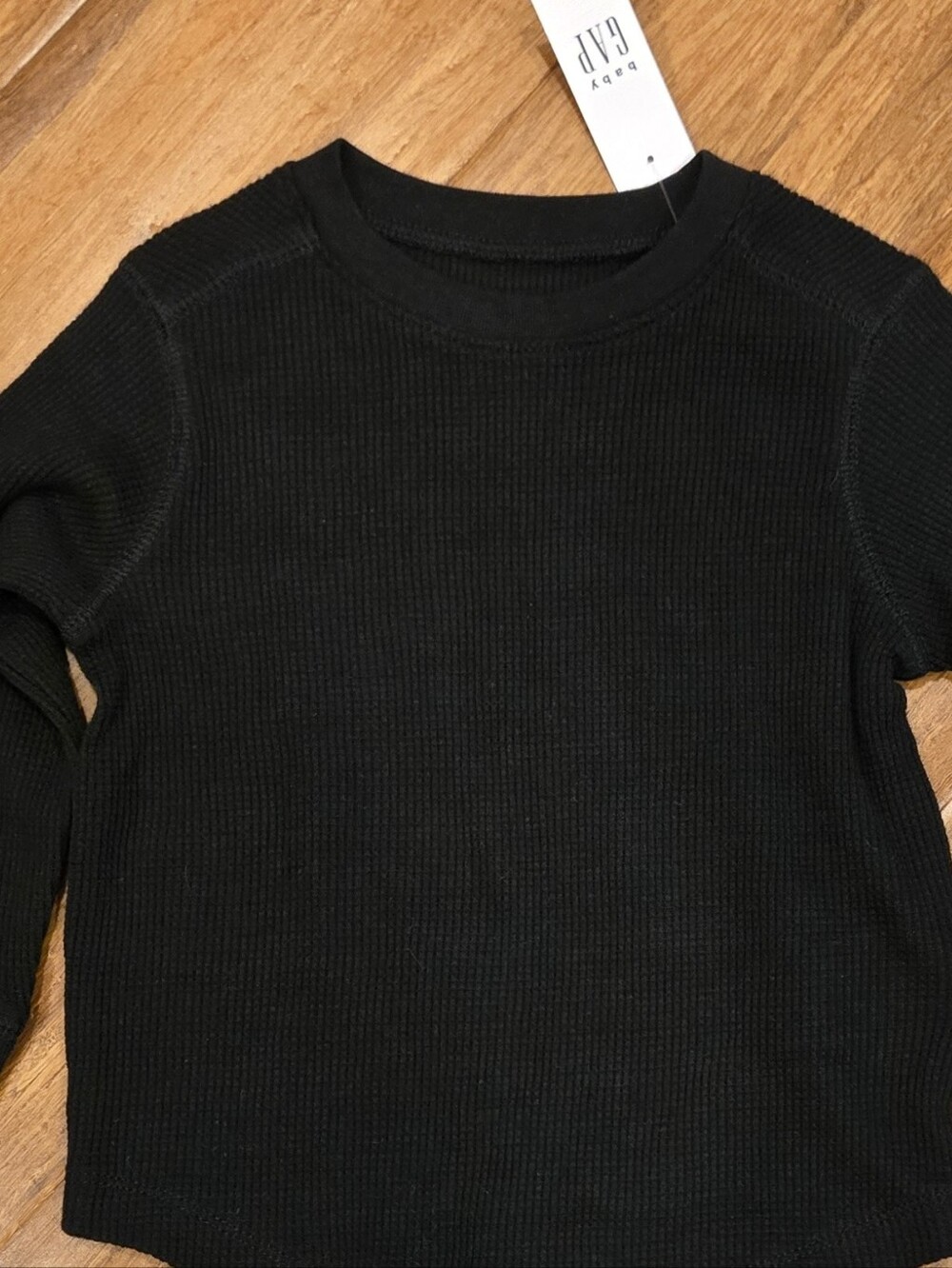 Gap Toddler Long Sleeve Thermal Shirt In Black - Picture 2 of 3